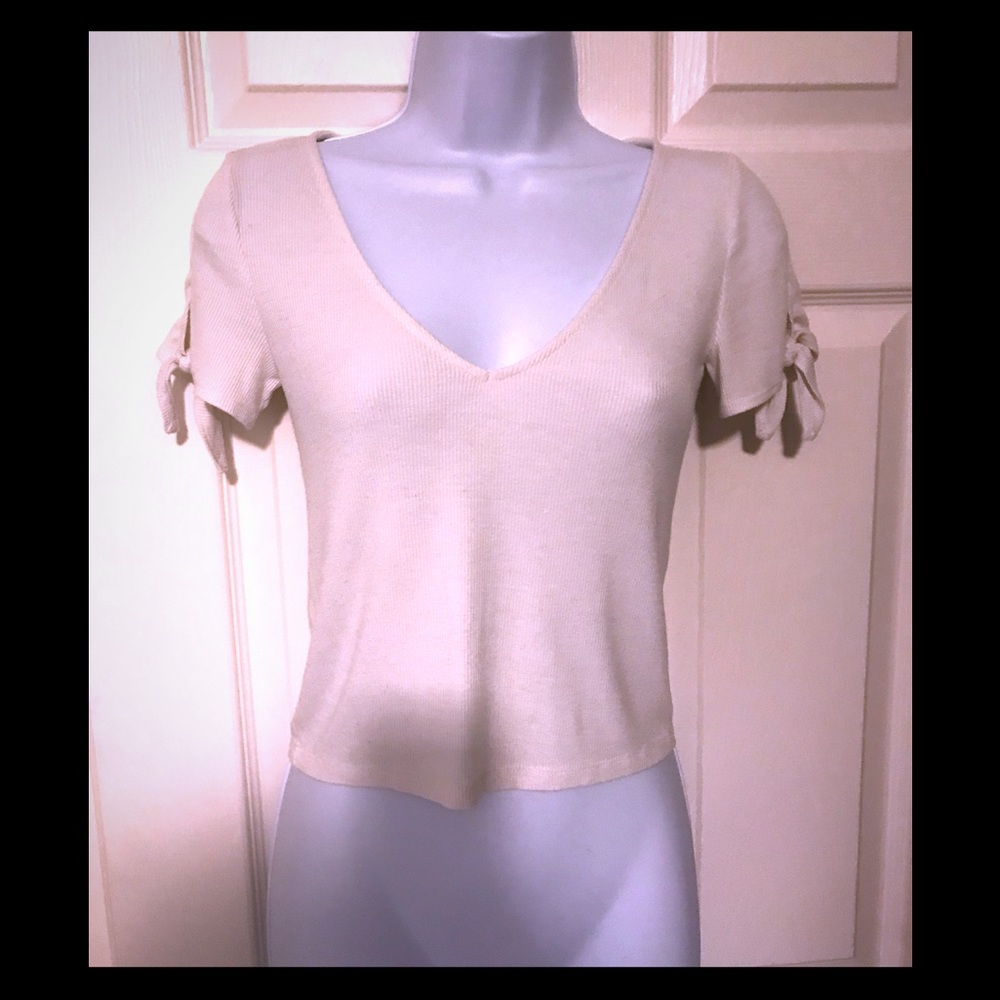 White V Neck Crop Top